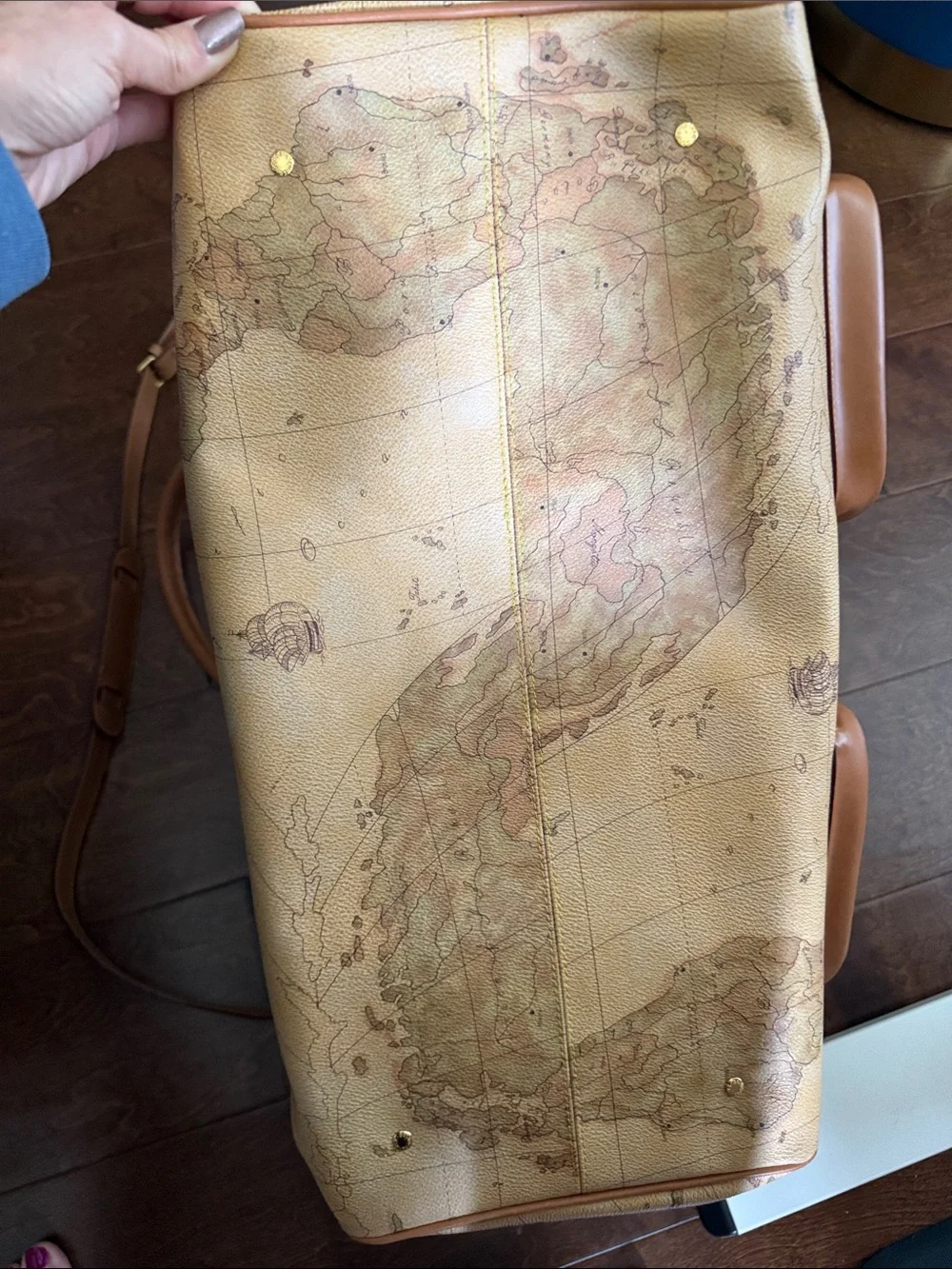 Vintage 90s World Map Weekender Travel Bag Safari Explorer Atlas Carryall